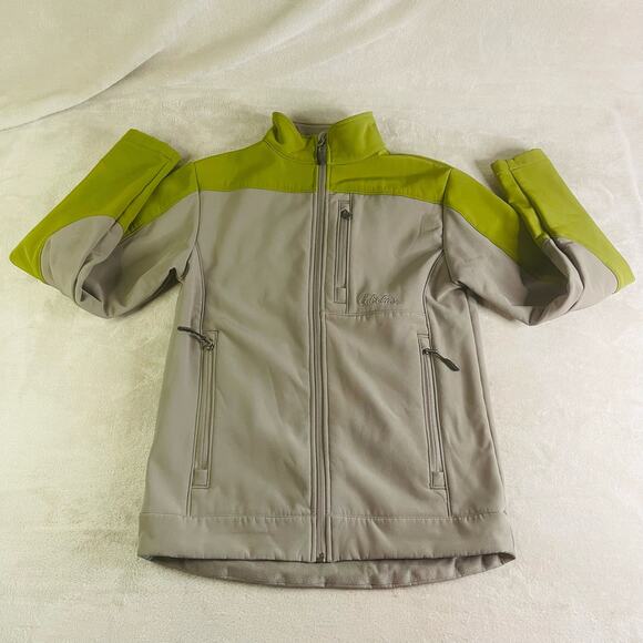 Cabelas Jacket Men's Small Gray Green‎ Softshell Full Zip Zippered Pockets Logo - Picture 1 of 10